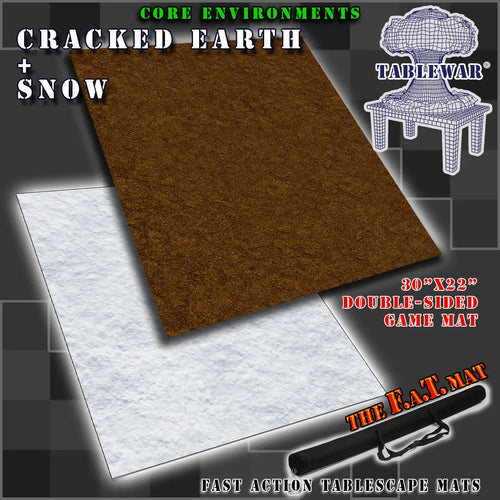30x22" Double-Sided 'Cracked Earth' + 'Snow' F.A.T. Mat Battle Gaming Mat - Out of Play