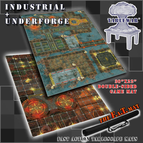 30x22" Double-Sided 'Industrial' + 'Underforge' F.A.T. Mat Battle Gaming Mat - Out of Play