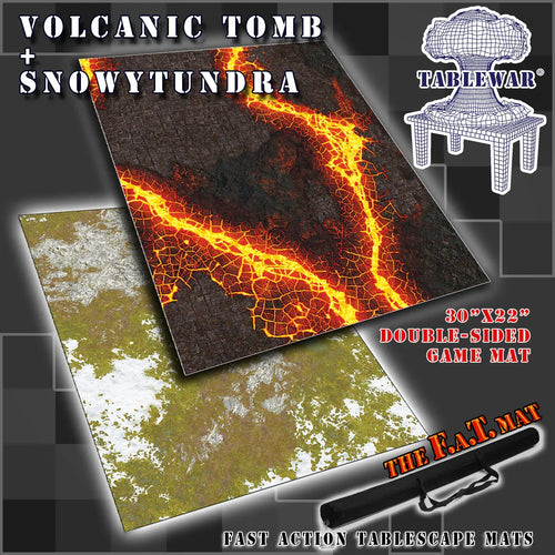 30x22" Double-Sided 'Snowy Tundra' + 'Volcanic Tomb' F.A.T. Mat Battle Gaming Mat - Out of Play