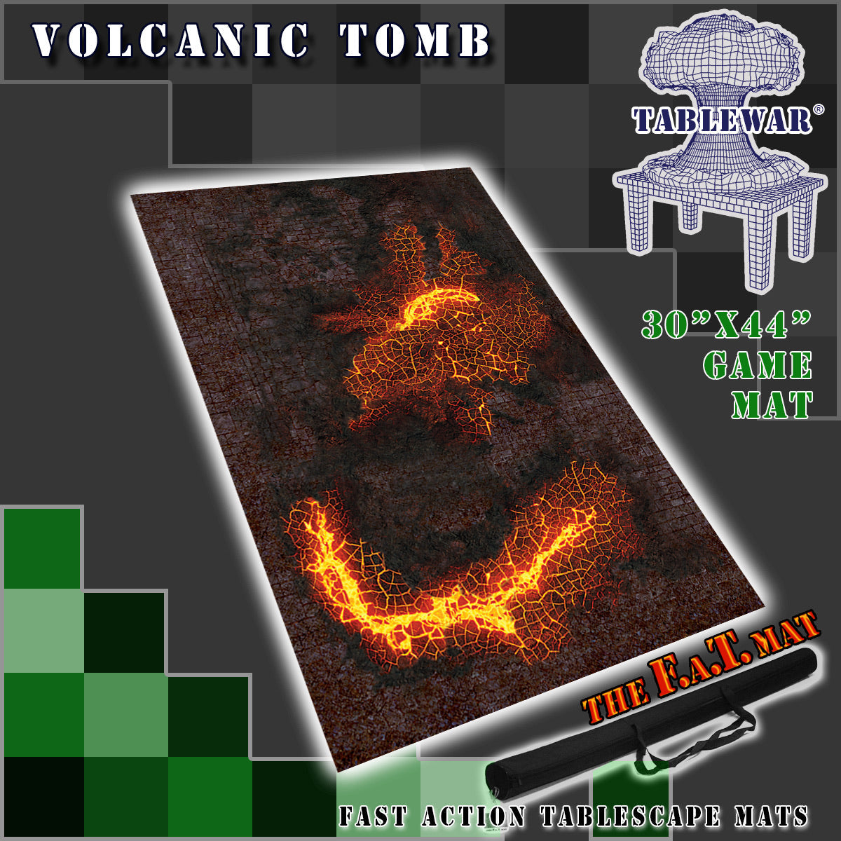 30x44" 'Volcanic Tomb' F.A.T. Mat Battle Gaming Mat