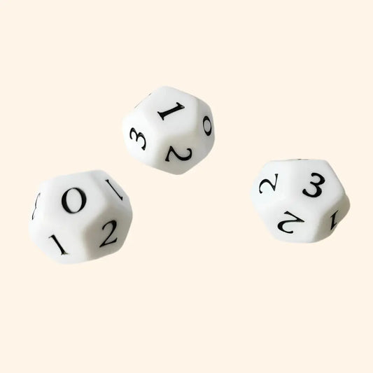 3Pc 12 Side Dice w/0-3 on sides - Out of Play Board Game Accessories