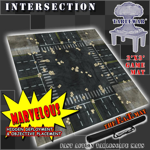 3x3 'Intersection' F.A.T. Mat Battle Gaming Mat - Out of Play