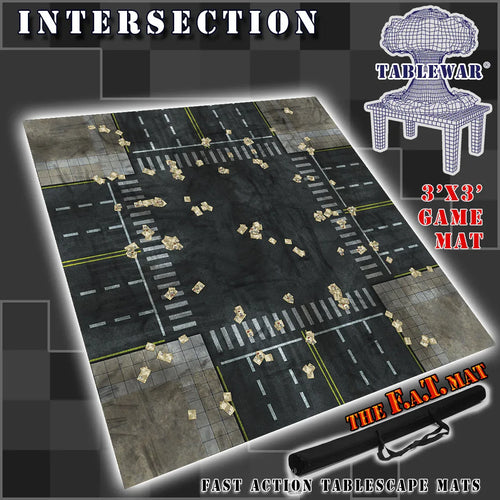 3x3 'Intersection' F.A.T. Mat Battle Gaming Mat - Out of Play