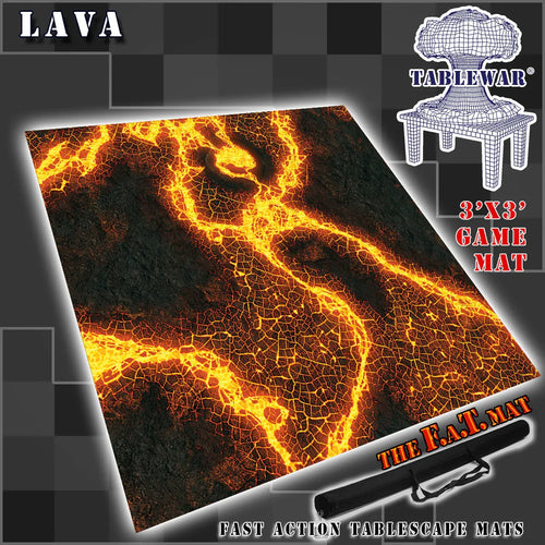 3x3 'Lava Planet' F.A.T. Mat Battle Gaming Mat - Out of Play
