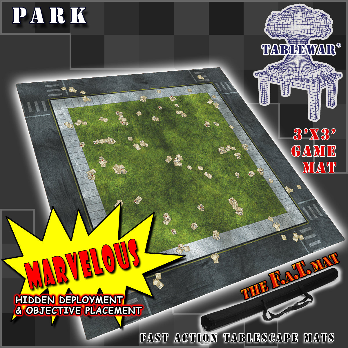 3x3 'Park' F.A.T. Mat Battle Gaming Mat