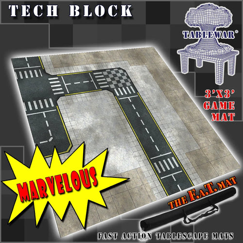 3x3 'Tech Block' v2 F.A.T. Mat Battle Gaming Mat - Out of Play