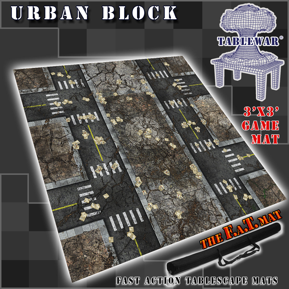 3x3 'Urban Block' F.A.T. Mat Battle Gaming Mat