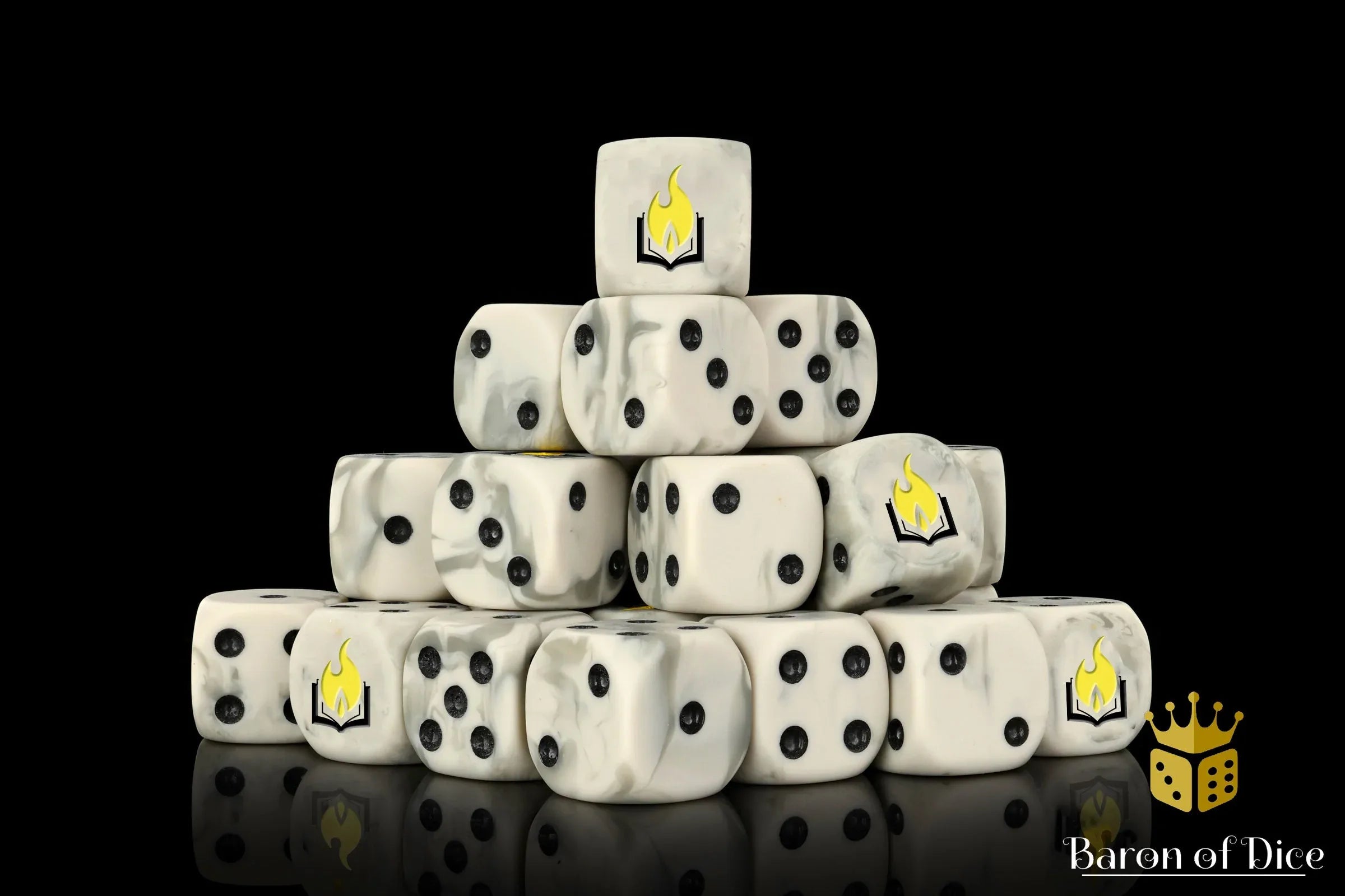 Flaming Book Dice - Out of Play