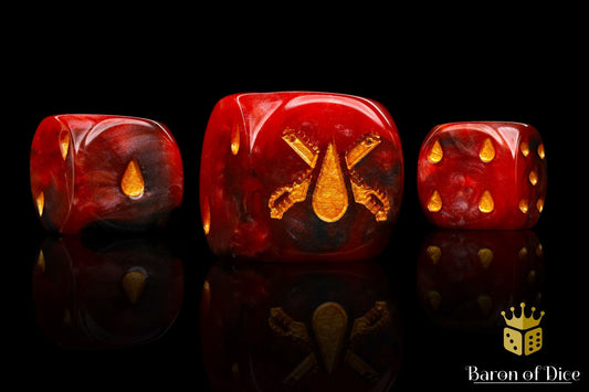 Chain Blades Dice - Blood Red - Out of Play