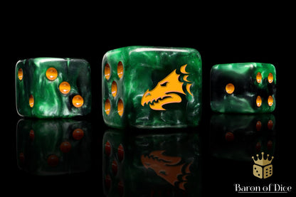 Drake Dice - Green & Gold - Out of Play