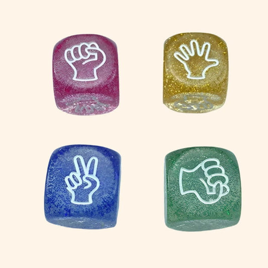 4Pc Rock Paper Scissors Dice Set - Out of Play Board Game Accessories