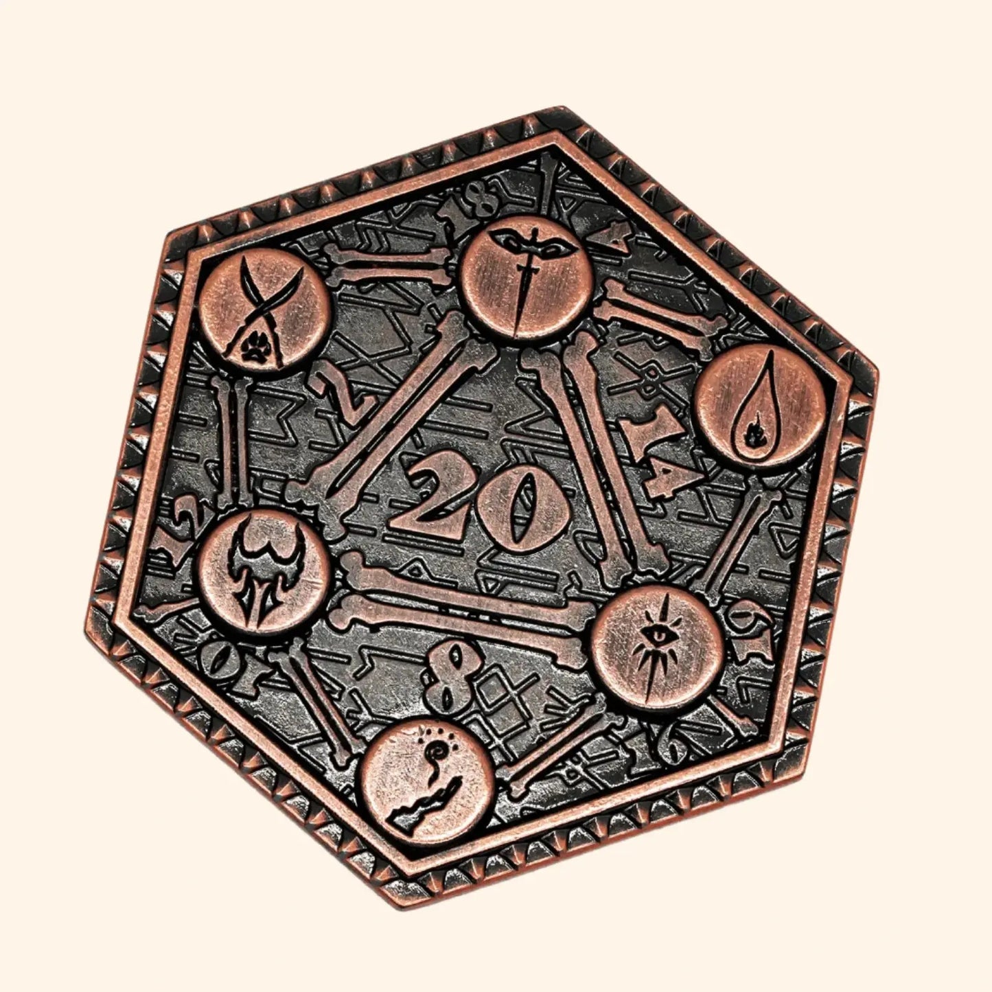 4Pcs Metal D20 Coins - Out of Play