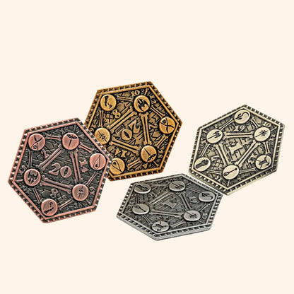 4Pcs Metal D20 Coins - Out of Play