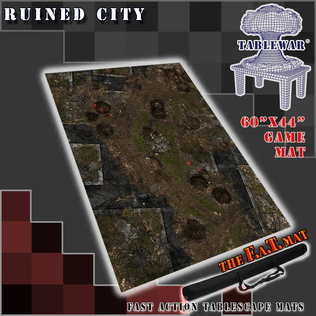 60x44" 'Ruined City' F.A.T. Mat Battle Gaming Mat - Out of Play