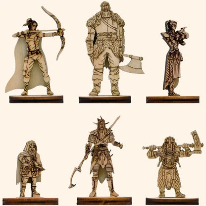 6pc Fantasy Miniatures Laser Cut Figures - Out of Play Board Game Accessories