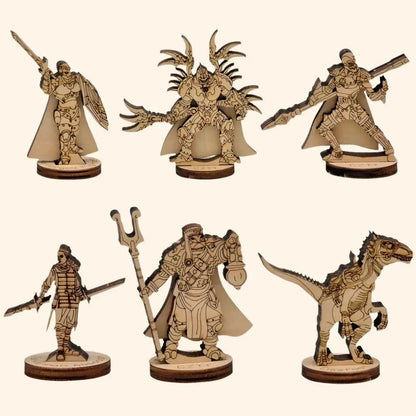 6pc Fantasy Miniatures Laser Cut Figures - Out of Play Board Game Accessories