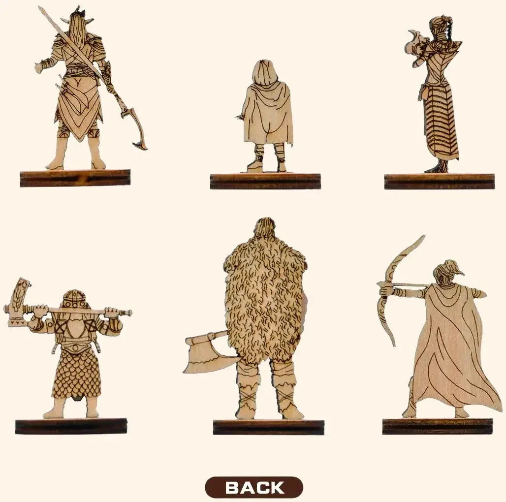 6pc Fantasy Miniatures Laser Cut Figures - Out of Play Board Game Accessories