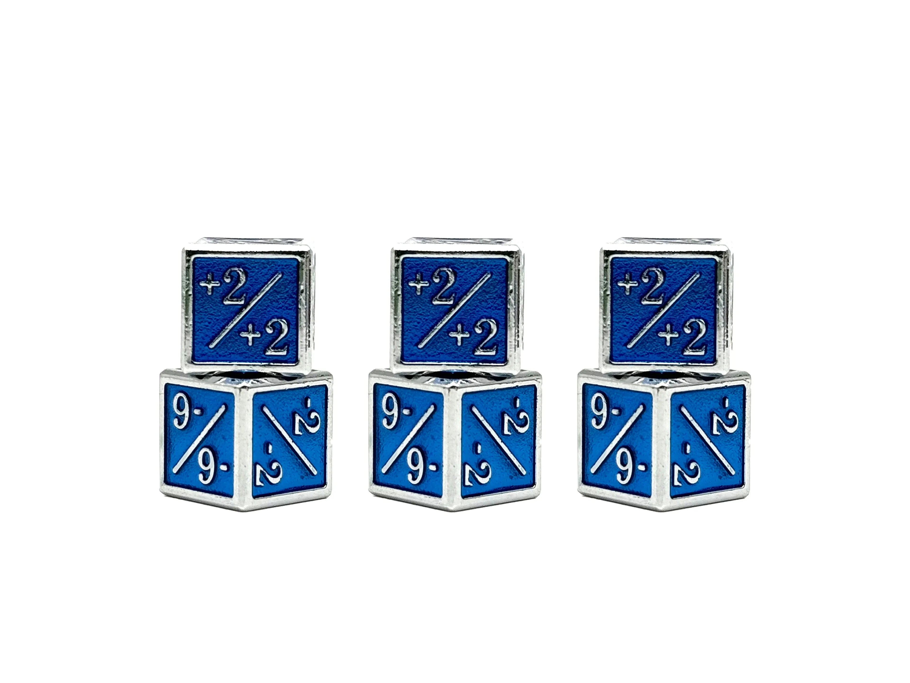 1/+1 & -1/-1 D6 Blue Pack of 6 CCG Metal Dice - Out of Play