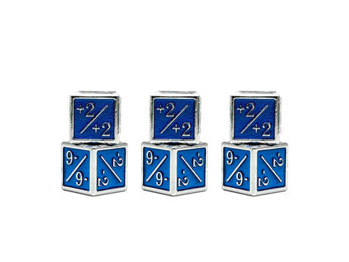 1/+1 & -1/-1 D6 Blue Pack of 6 CCG Metal Dice - Out of Play