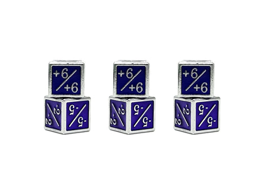 1/+1 & -1/-1 D6 Purple Pack of 6 CCG Metal Dice - Out of Play