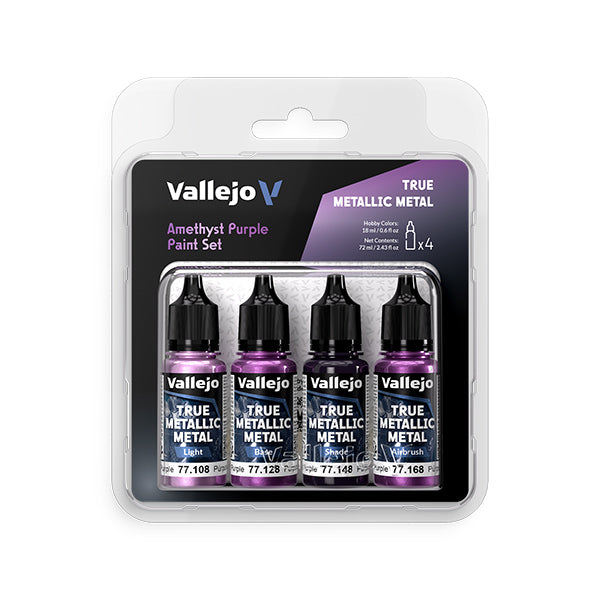 Vallejo True Metallic Metal Set: Amethyst Purple (4 Color Set) 18 ml.