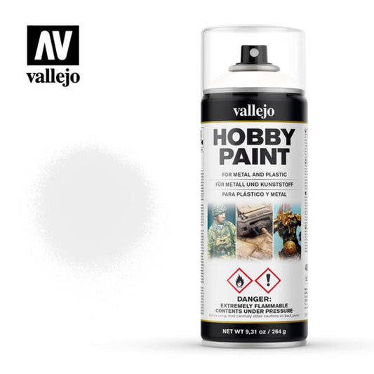Vallejo - Primer: Hobby Paint- Basic- Aerosol- White, 400 ml. PunkOuter Games