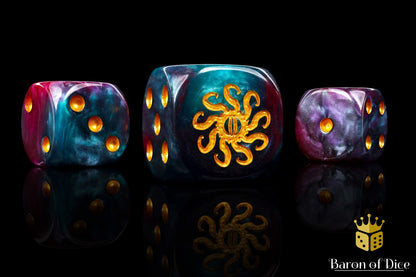 Cult of Knowledge Dice - Teal & Purple - Out of Play
