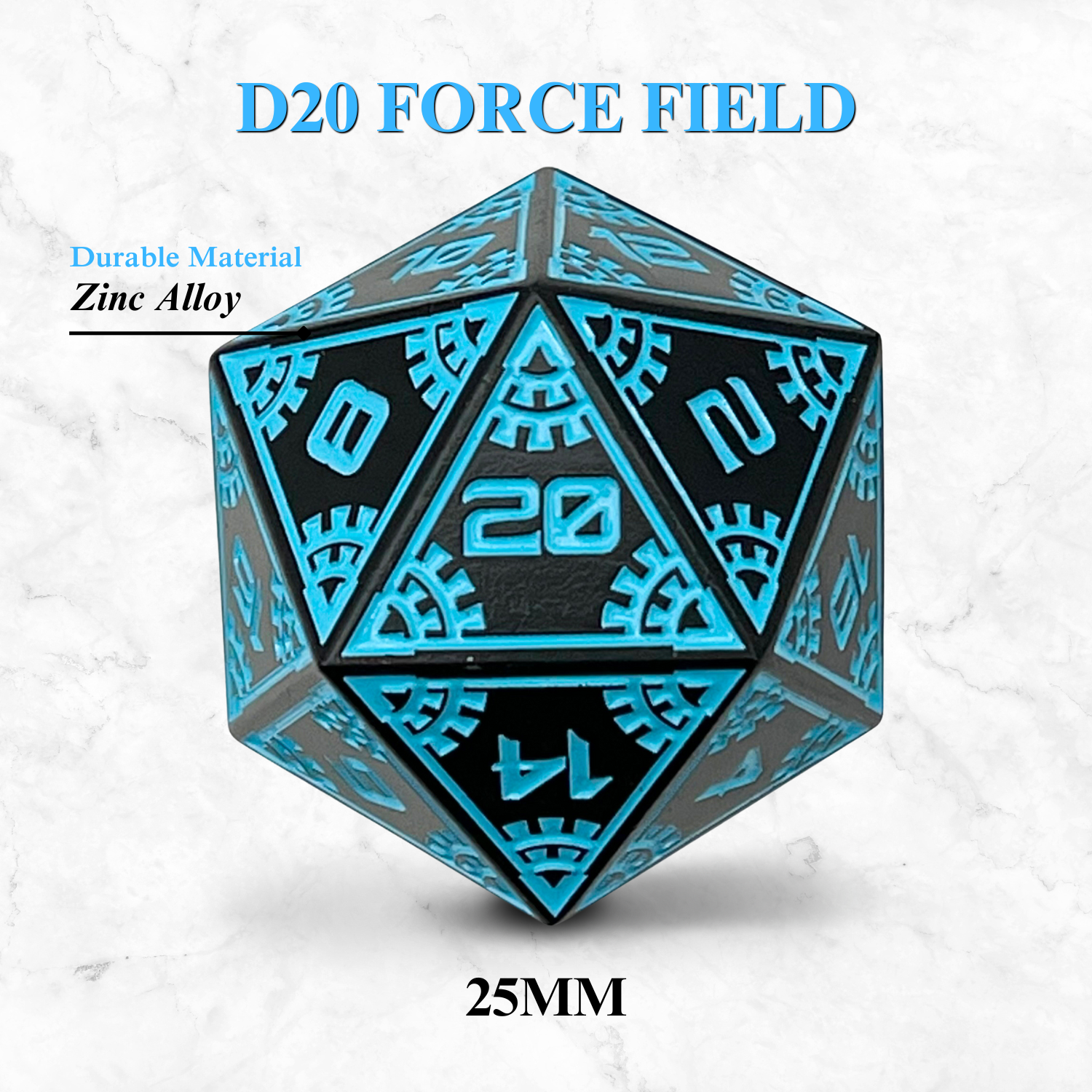 Space Dice Meteor Runestones™ - 25mm D20 - Force Field - Out of Play