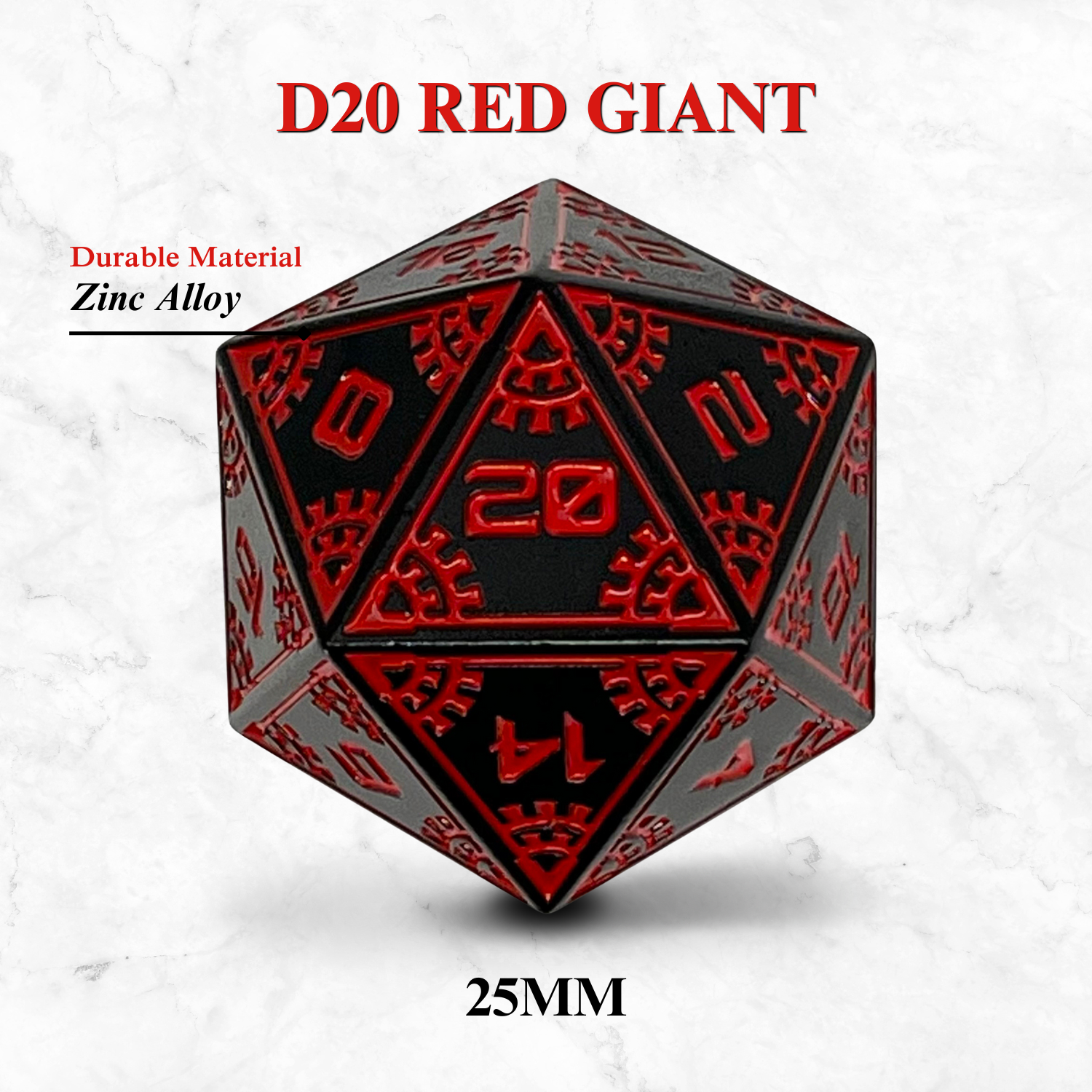 Space Dice Meteor Runestones™ - 25mm D20 - Red Giant - Out of Play