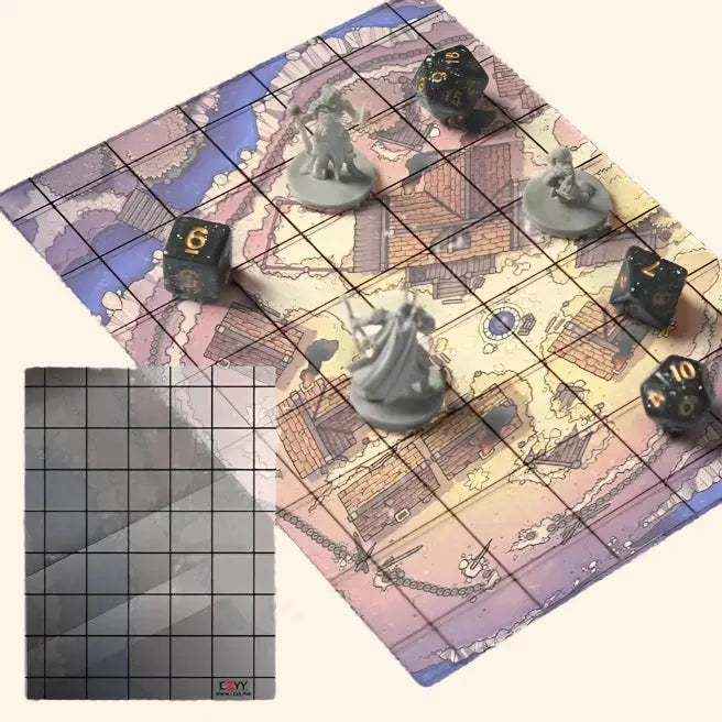 Acrylic Game Mat 1" Square Grid Overlay - Out of Play