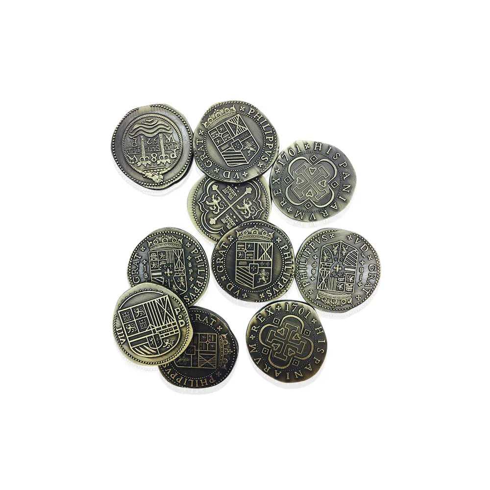 Adventure Coins – Pirate Doubloon Metal Coins Variety Pack Set of 10 Historical - Out of Play