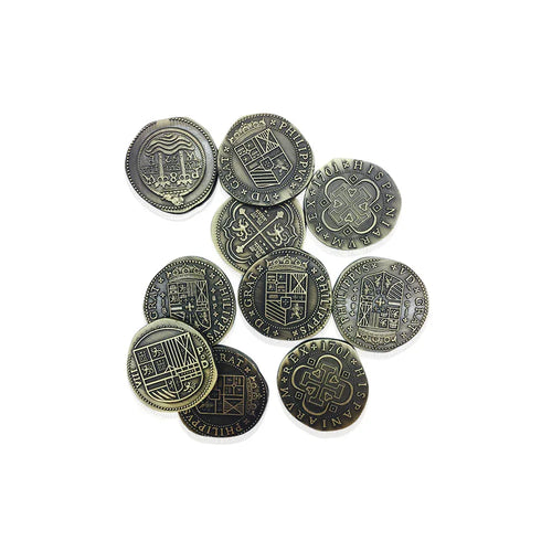 Adventure Coins – Pirate Doubloon Metal Coins Variety Pack Set of 10 Historical - Out of Play