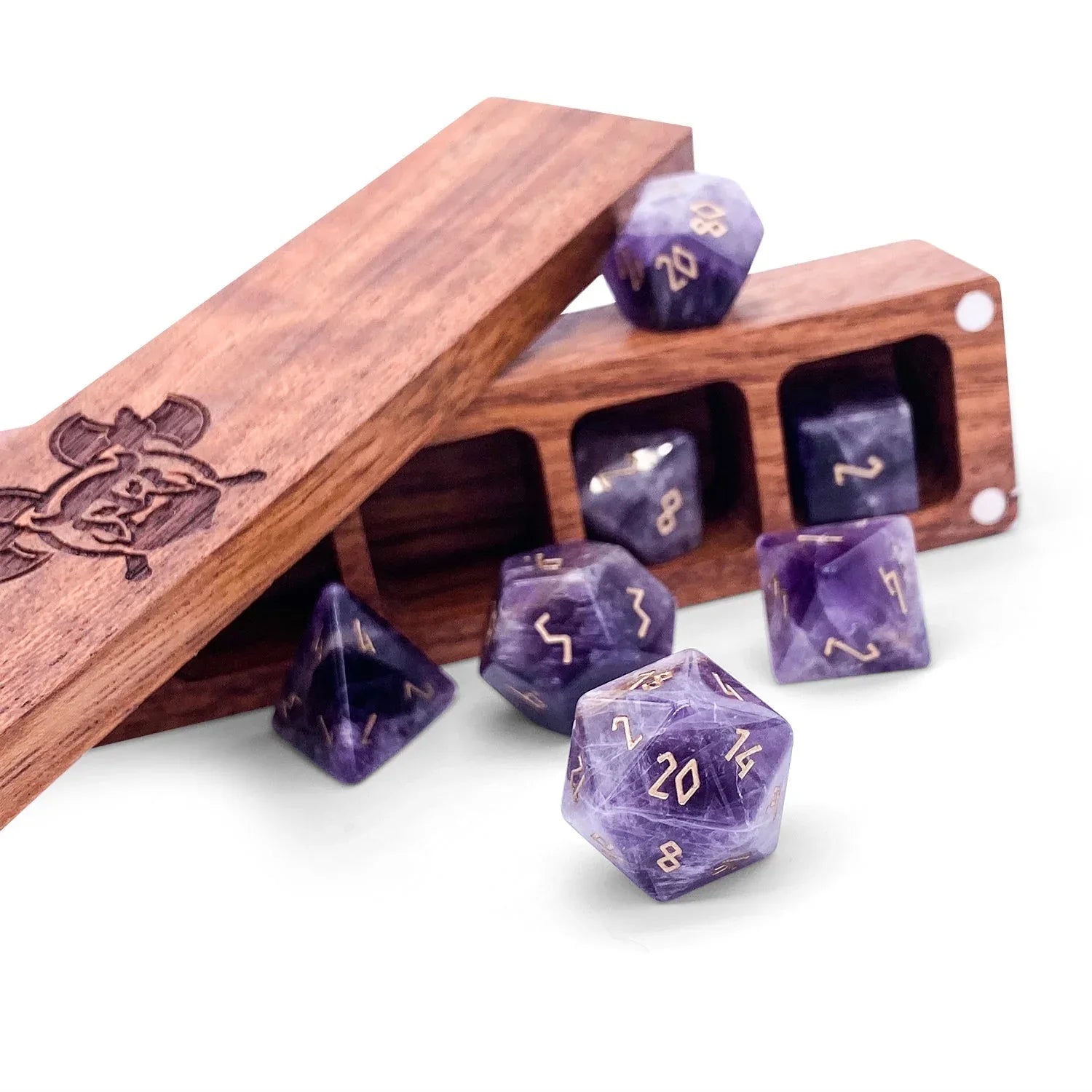 Amethyst - 7 Piece RPG Set Gemstone Dice - Out of Play