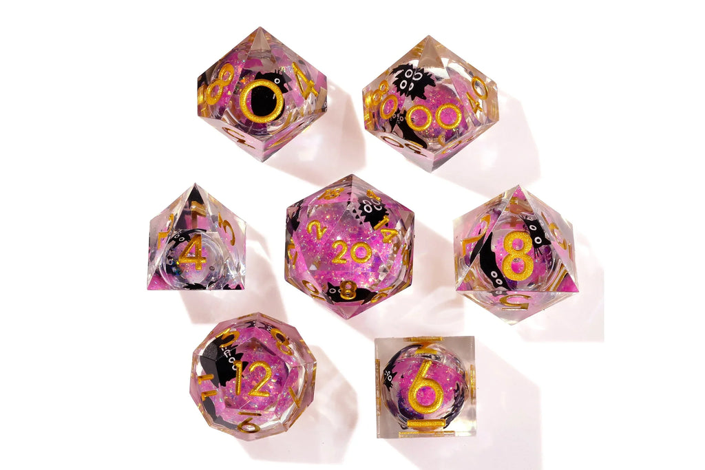 Amethyst Neko Liquid Core RPG Dice Set - 7 Pieces - Out of Play