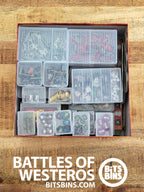 BitsBins Battles of Westeros - 13 Minis, 2 card Boxes, 1 Flat, 2 Stacks, 6 Tarots - Out of Play