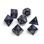Black Obsidian - Gold Font - 7 Piece RPG Set Gemstone Dice - Out of Play