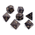 Black Striped Marble - 7 Piece RPG Set Gemstone Dice - Out of Play