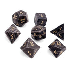 Black Striped Marble - 7 Piece RPG Set Gemstone Dice - Out of Play