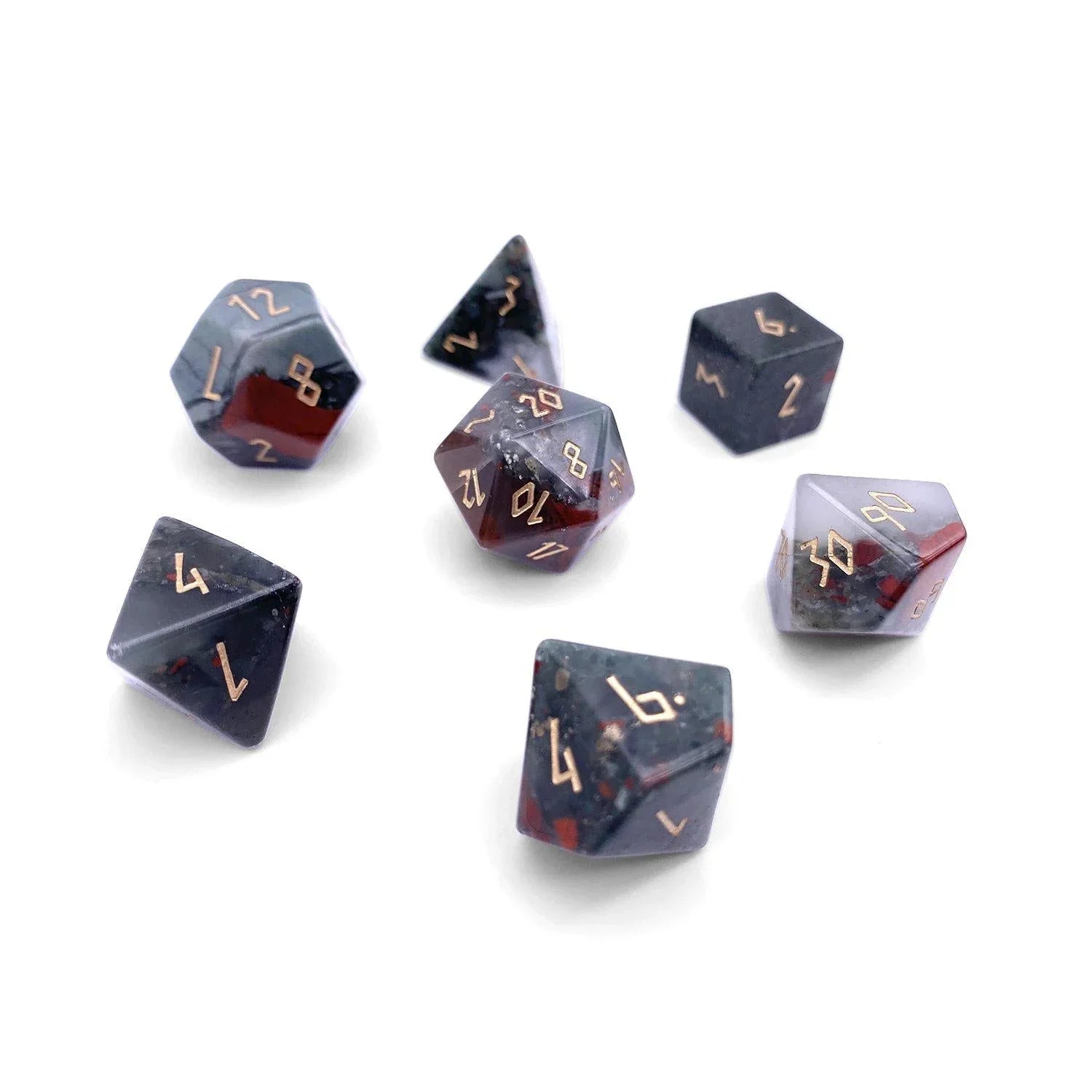 Bloodstone - 7 Piece RPG Set Gemstone Dice - Out of Play