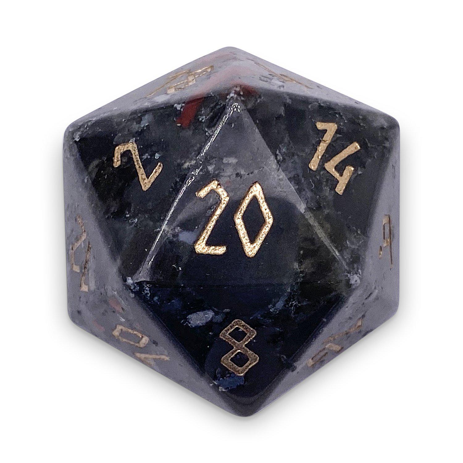Bloodstone - Boulder® 30mm Gemstone Dice - Out of Play