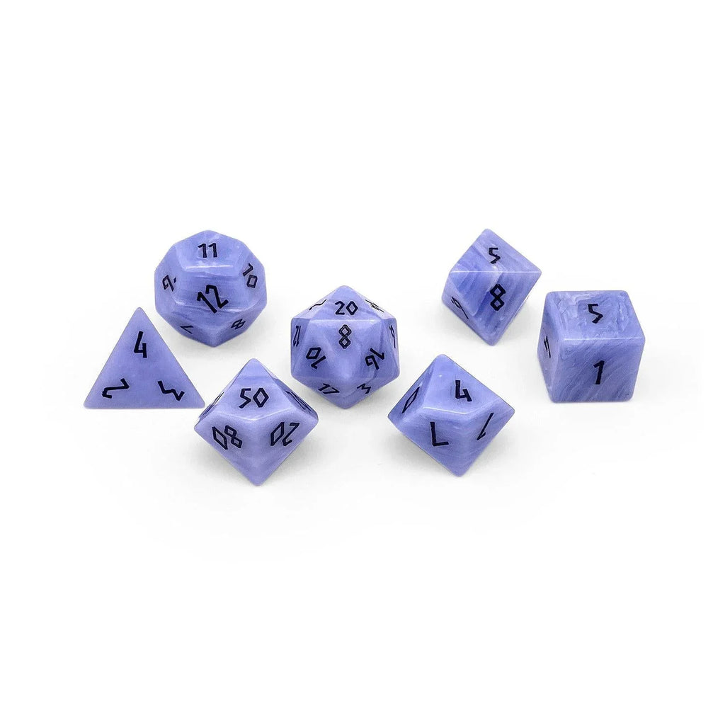 Blue Laced Agate - 7 Piece RPG Set Gemstone Dice - Out of Play