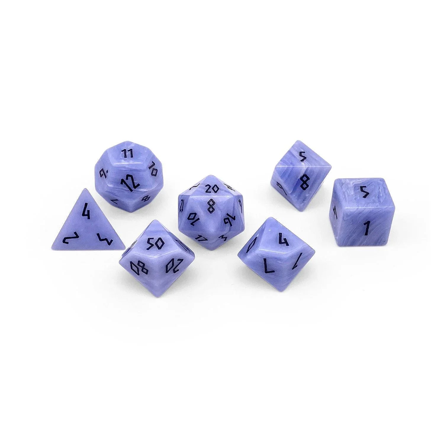 Blue Laced Agate - 7 Piece RPG Set Gemstone Dice - Out of Play