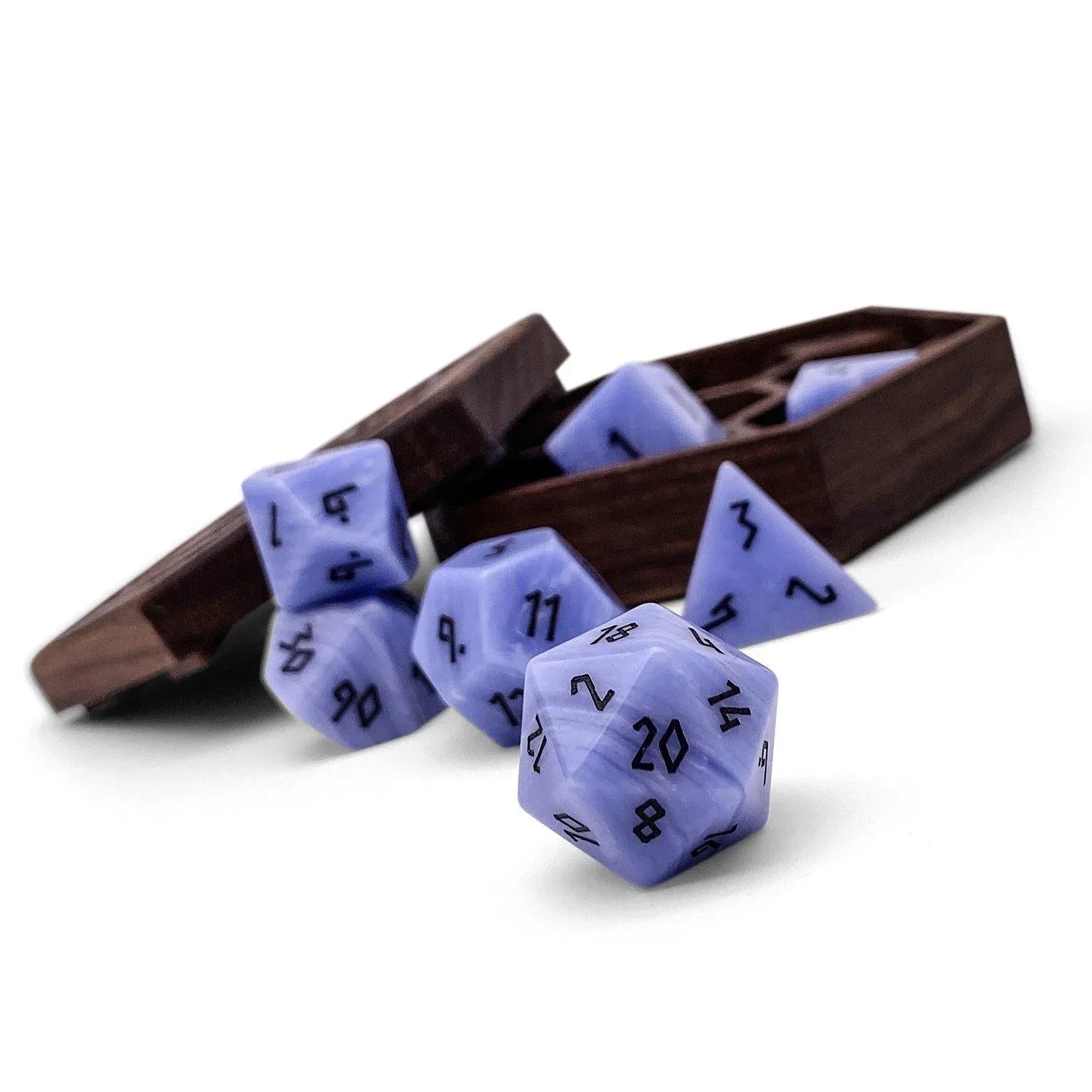 Blue Laced Agate - 7 Piece RPG Set Gemstone Dice - Out of Play