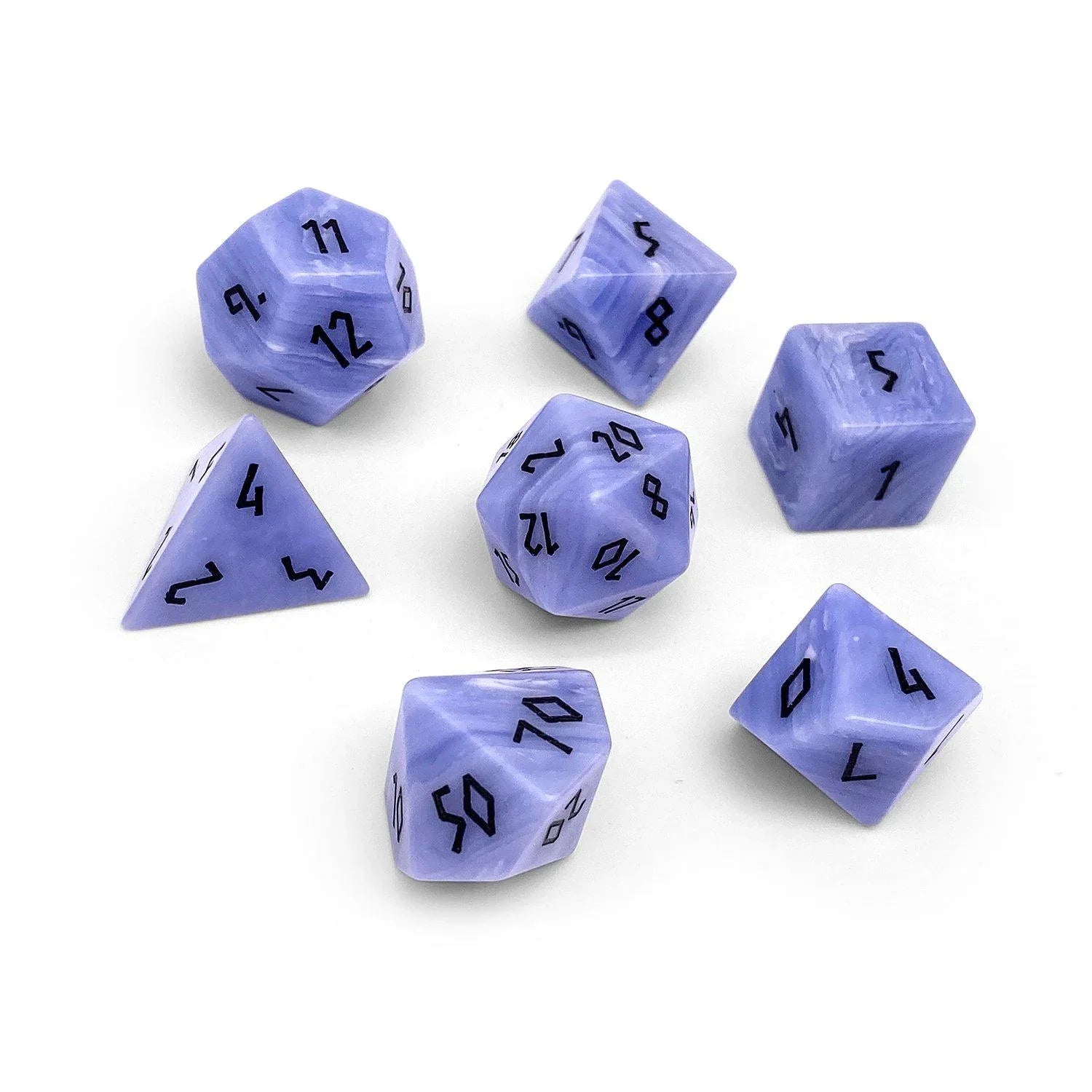 Blue Laced Agate - 7 Piece RPG Set Gemstone Dice - Out of Play