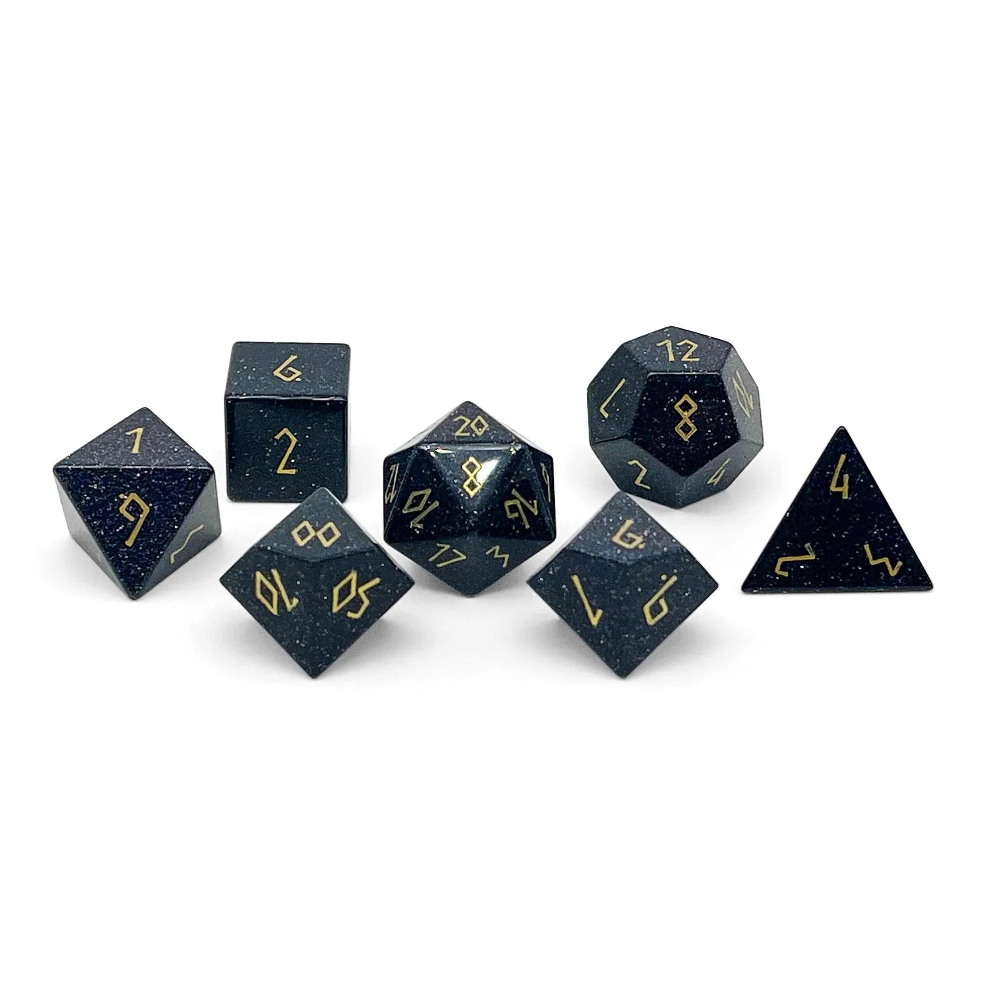 Blue Sandstone - 7 Piece RPG Set Gemstone Dice - Out of Play