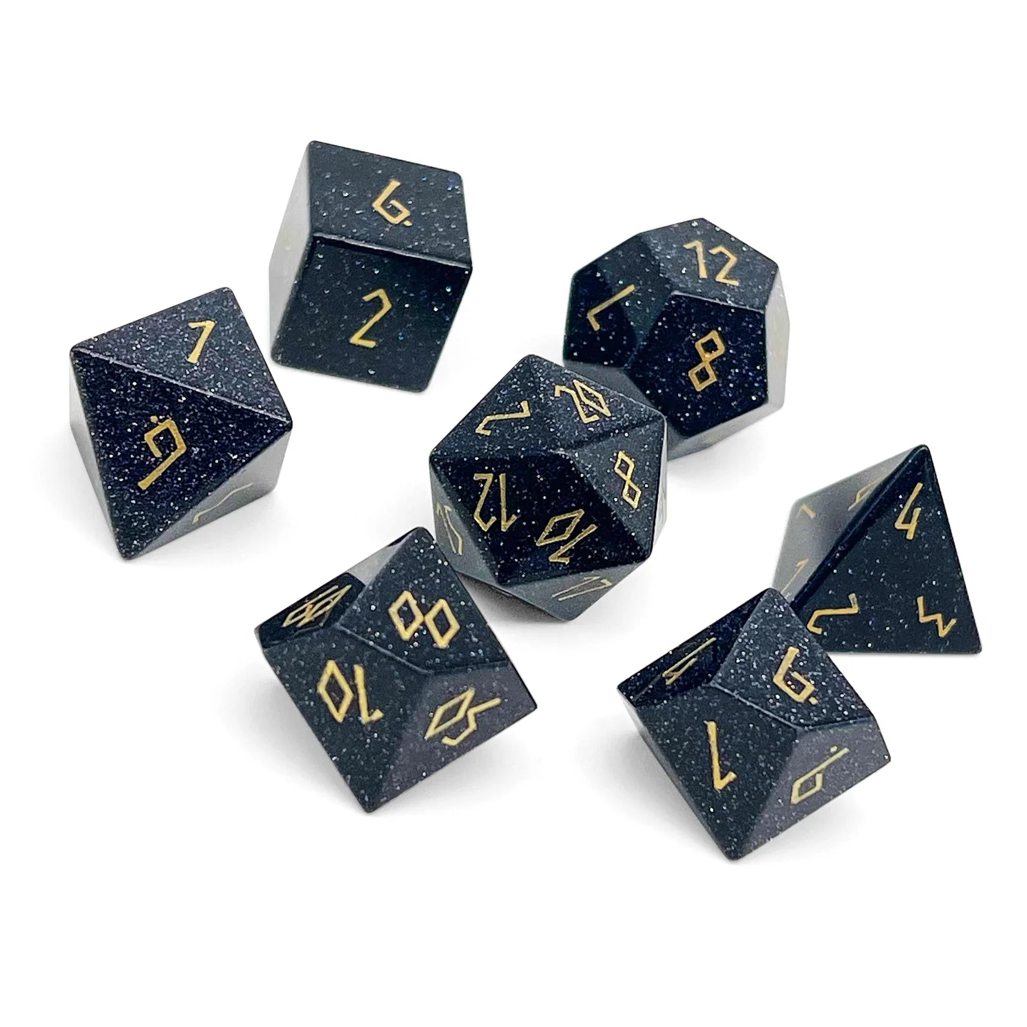 Blue Sandstone - 7 Piece RPG Set Gemstone Dice - Out of Play