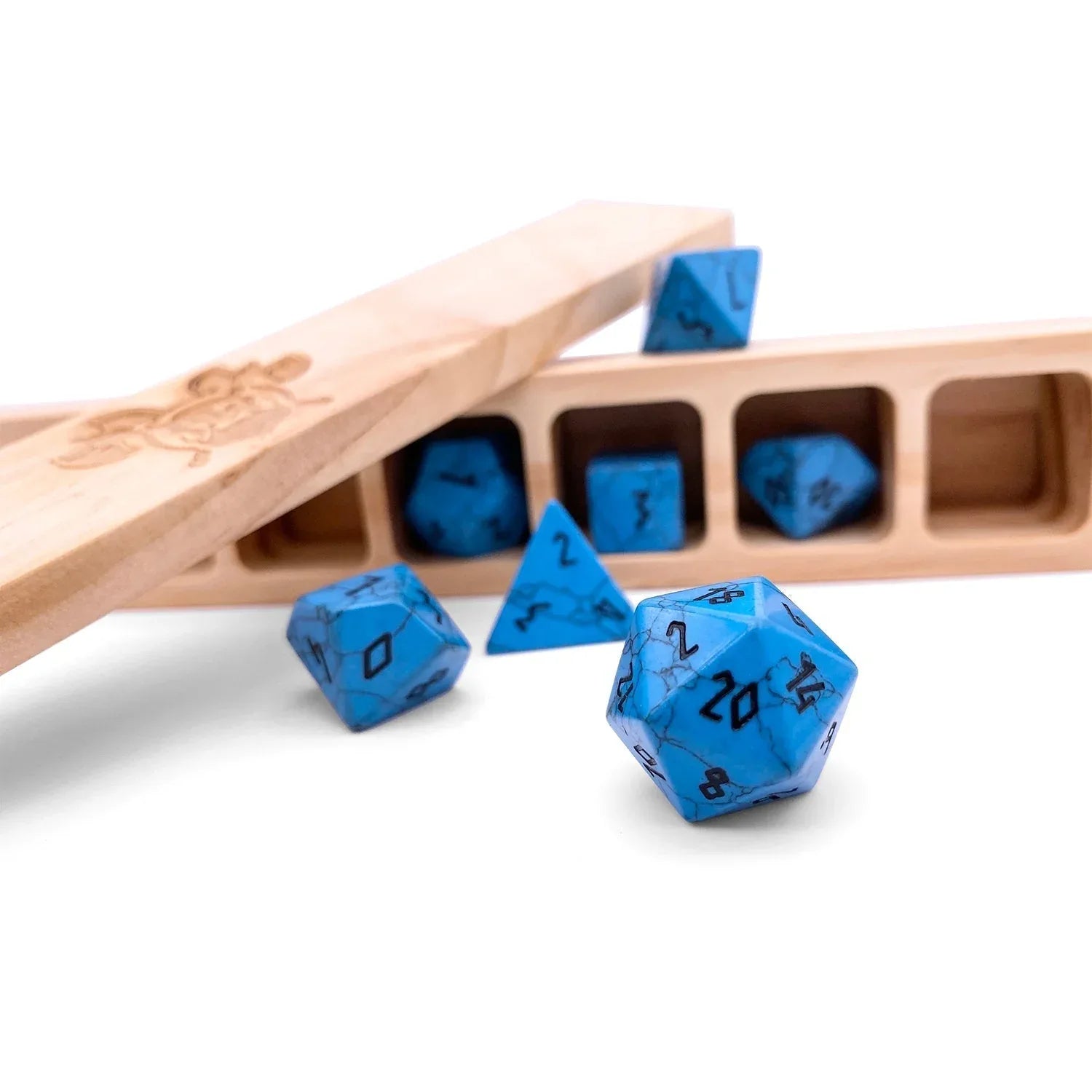 Blue Turquoise - 7 Piece RPG Set Gemstone Dice - Out of Play