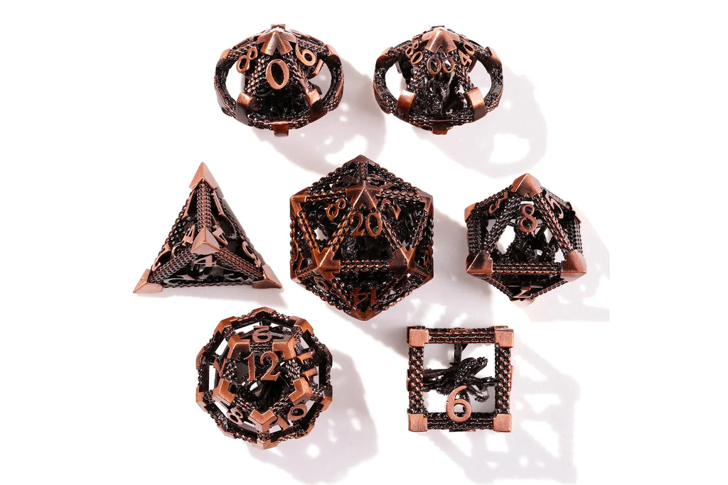 Bronze Kraken Metal RPG Dice Set - 7 Pieces - Out of Play