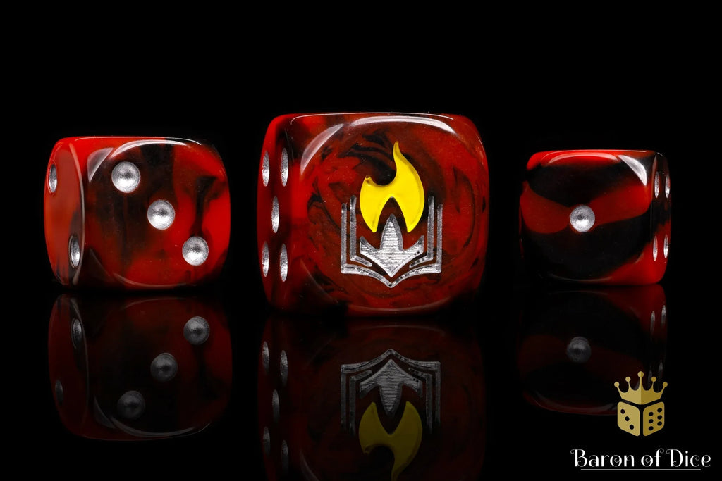 Scorched Book Dice - Out of Play