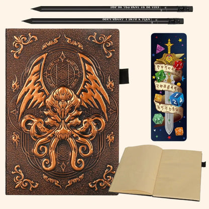 Campaign Journal with 3D Cthulhu Embossed Leather Cover - Out of Play Board Game Accessories